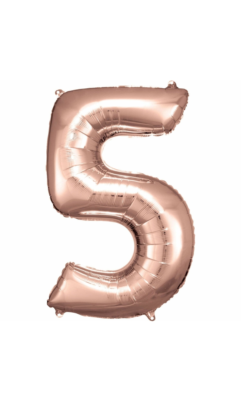 34 Inch Foil Balloon Number 5 - Rose Gold