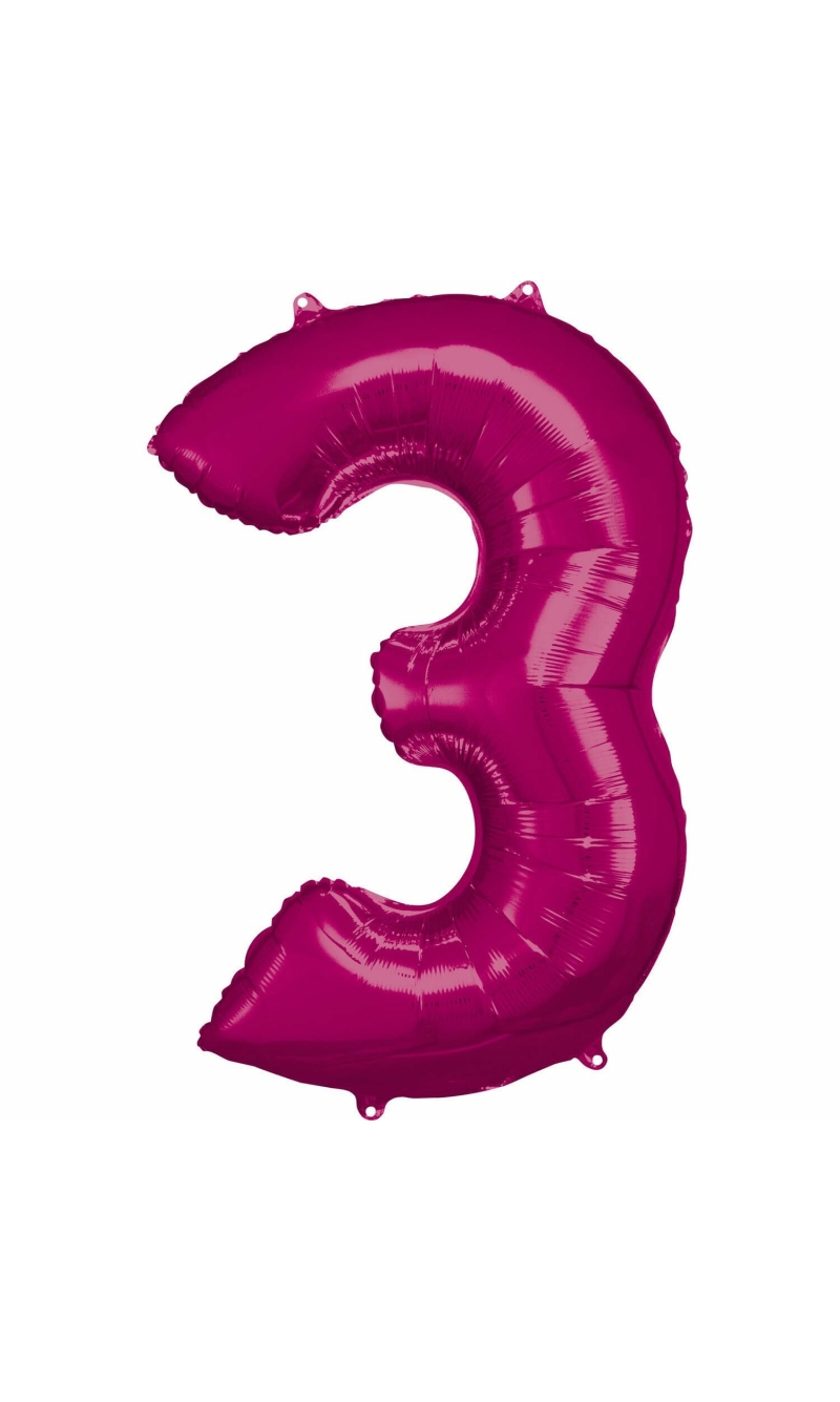 34 Inch Foil Balloon Number 3 - Pink