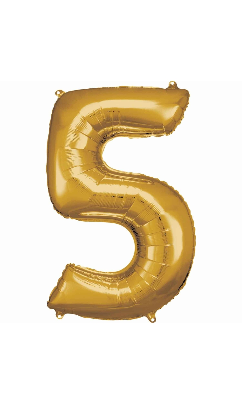 34 Inch Foil Balloon Number 5 - Gold