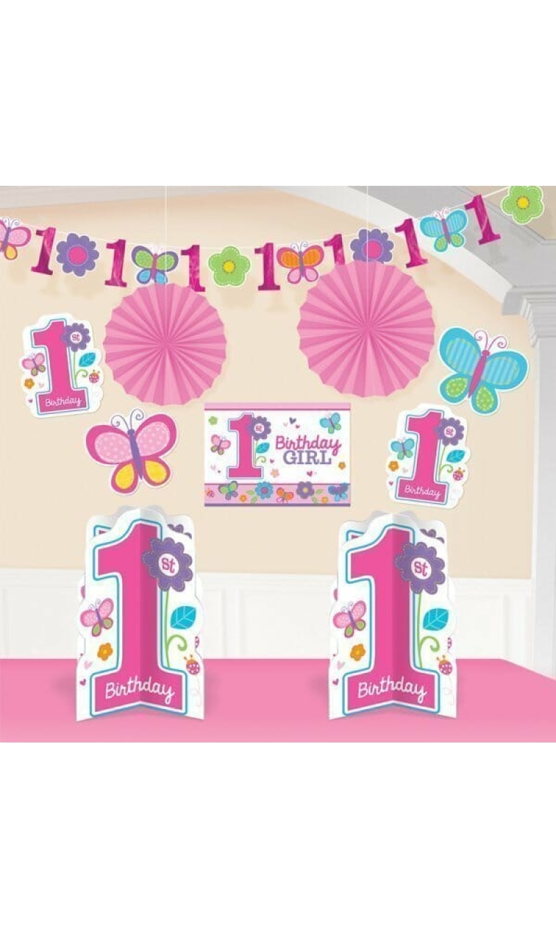 Sweet 1st Birthday Girl Room Decorating Kit – 10pk