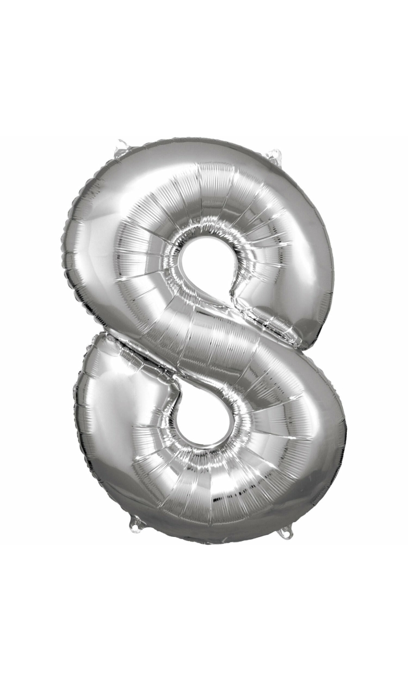 34 Inch Foil Balloon Number 8 - Silver