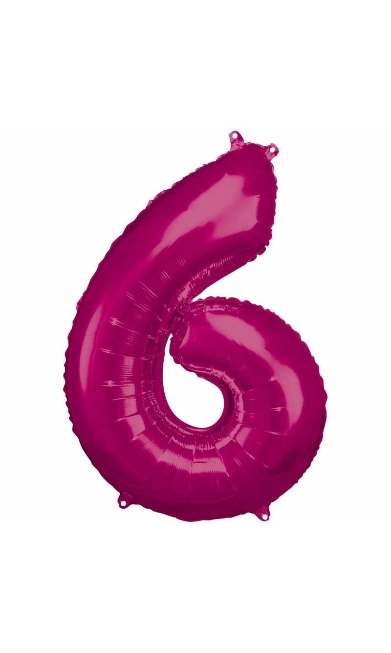 34 Inch Foil Balloon Number 6 - Pink