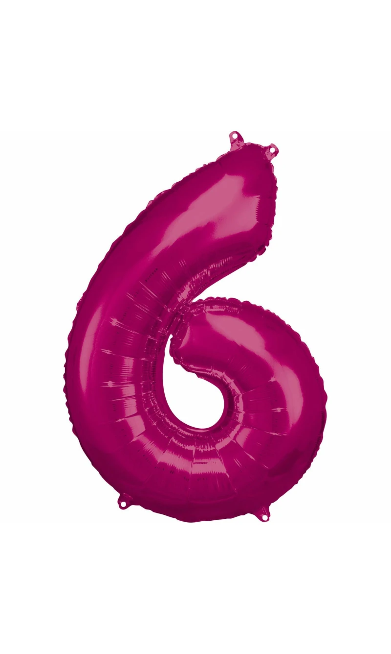 34 Inch Foil Balloon Number 6 - Pink
