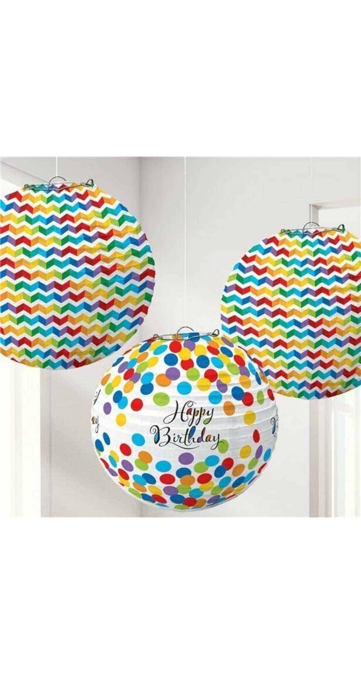 Bright Birthday Lanterns 9.5 in (24.1cm) - 3pk