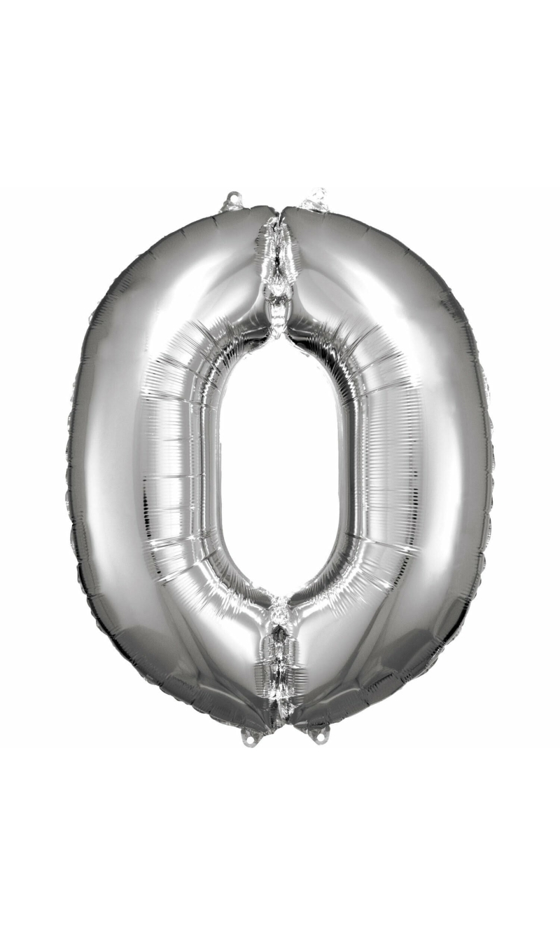 34 Inch Foil Balloon Number 0 - Silver