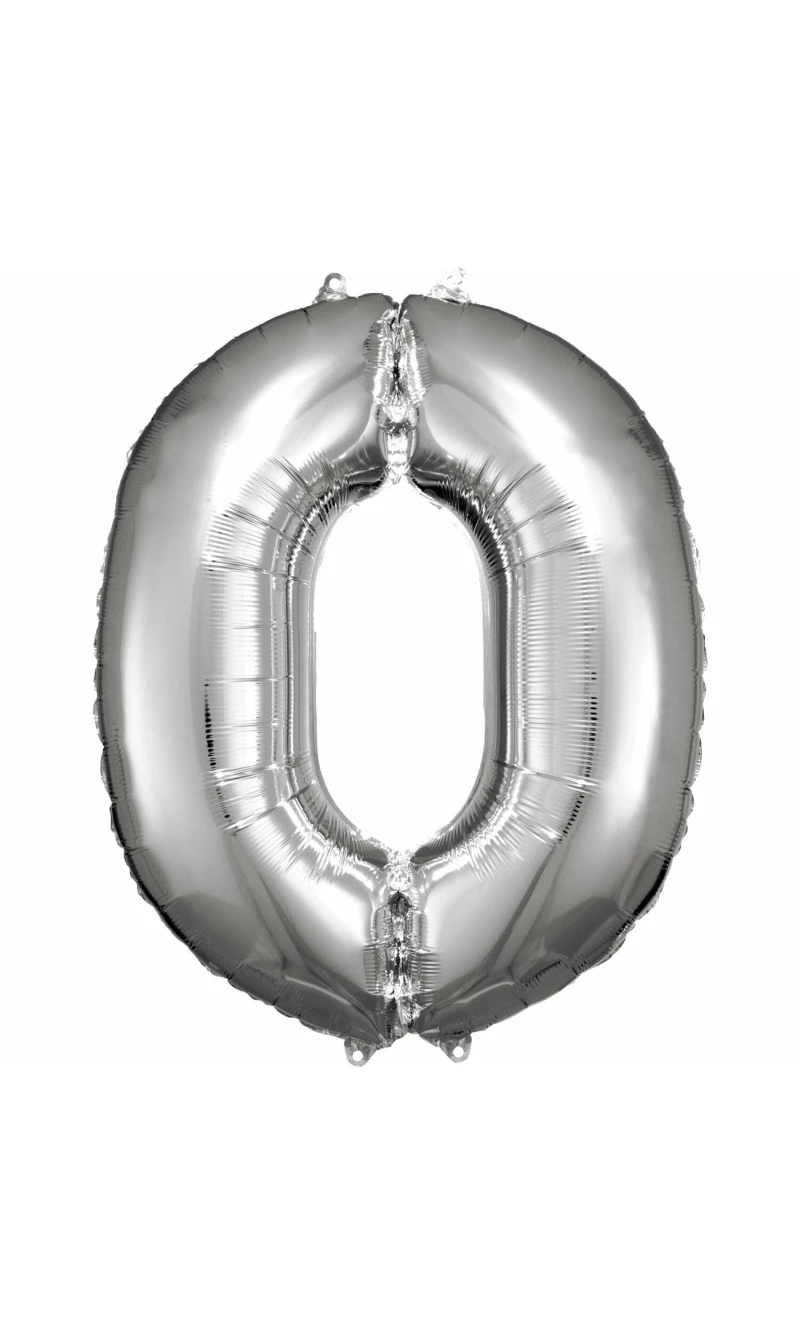 34 Inch Foil Balloon Number 0 - Silver