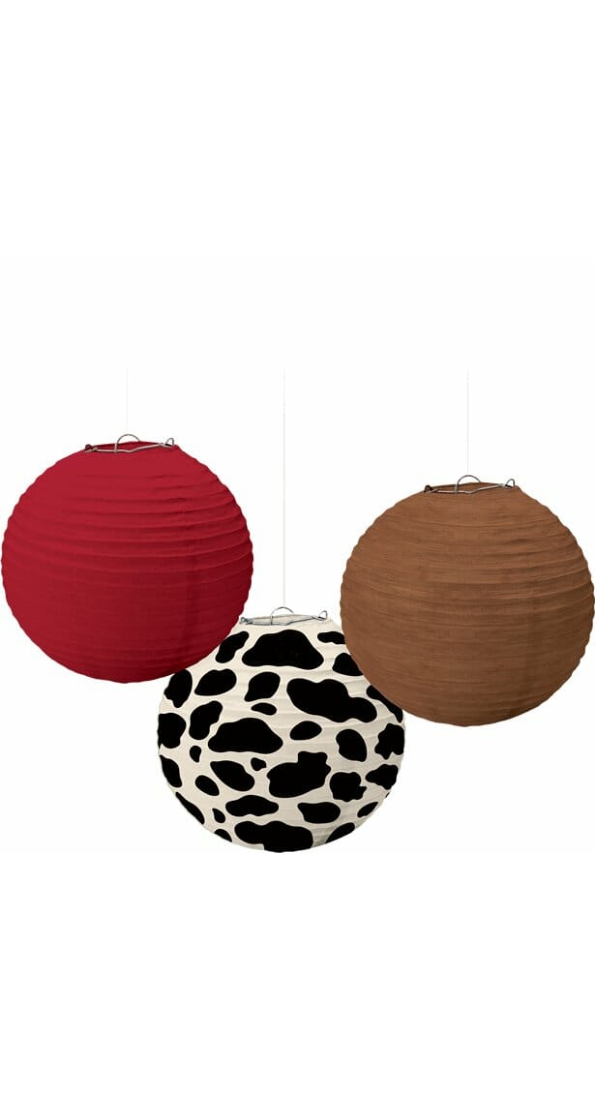 Western Party Round Lanterns 9.5" (24.1cm) - 3pk
