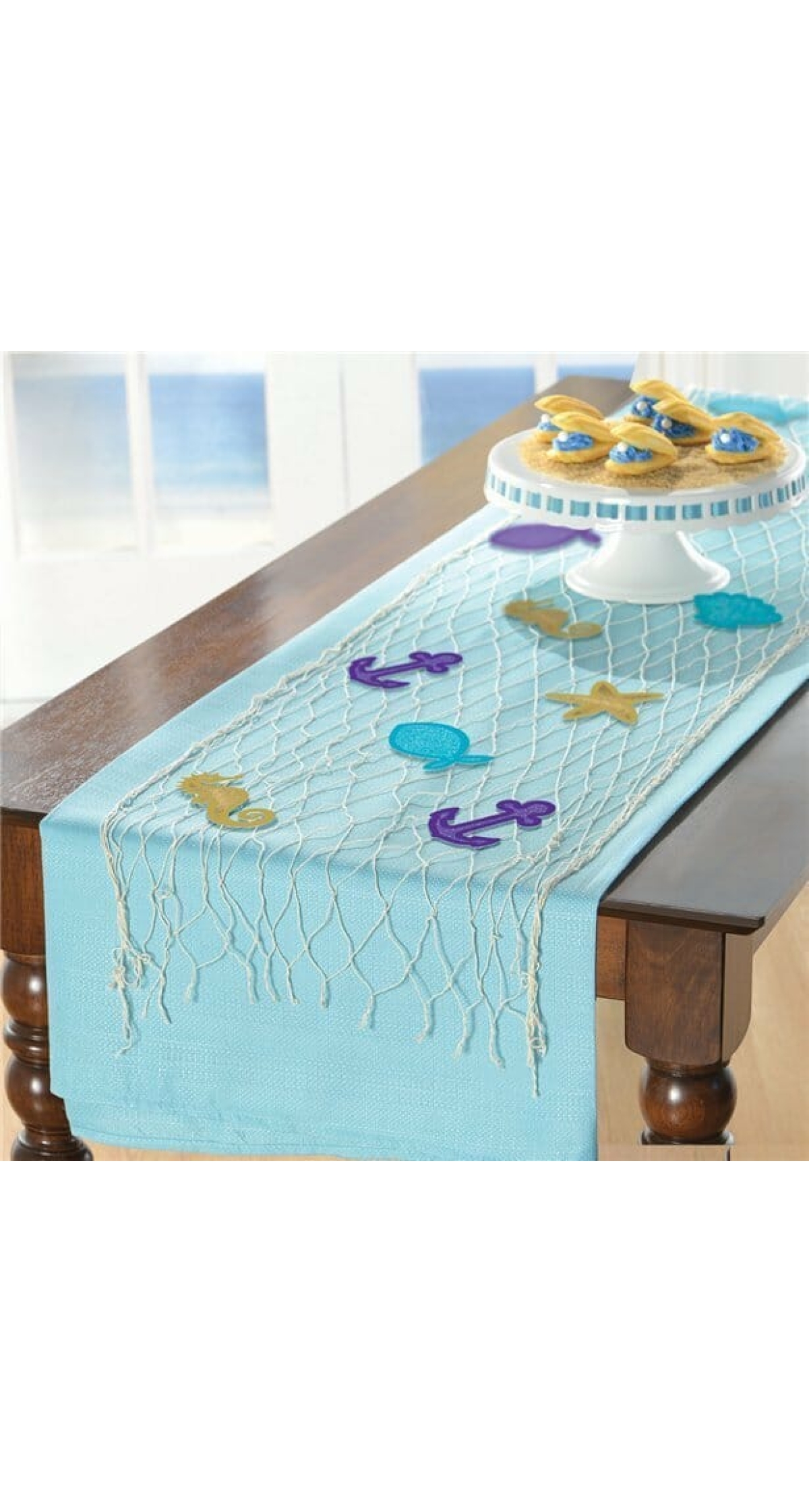 Mermaid Wishes Table Decoration Fishnet - Table Runner