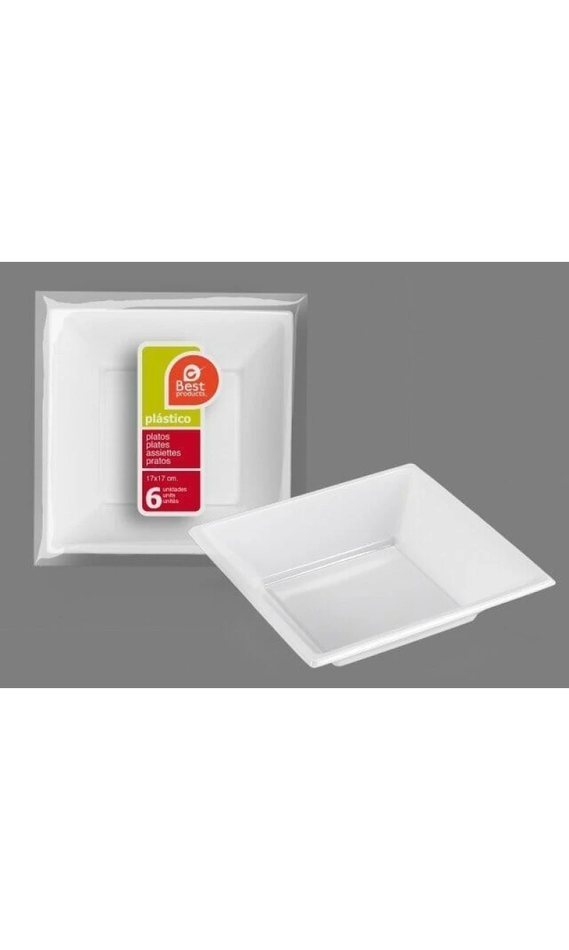 White Square Deep Plate 17 cm - 6pk