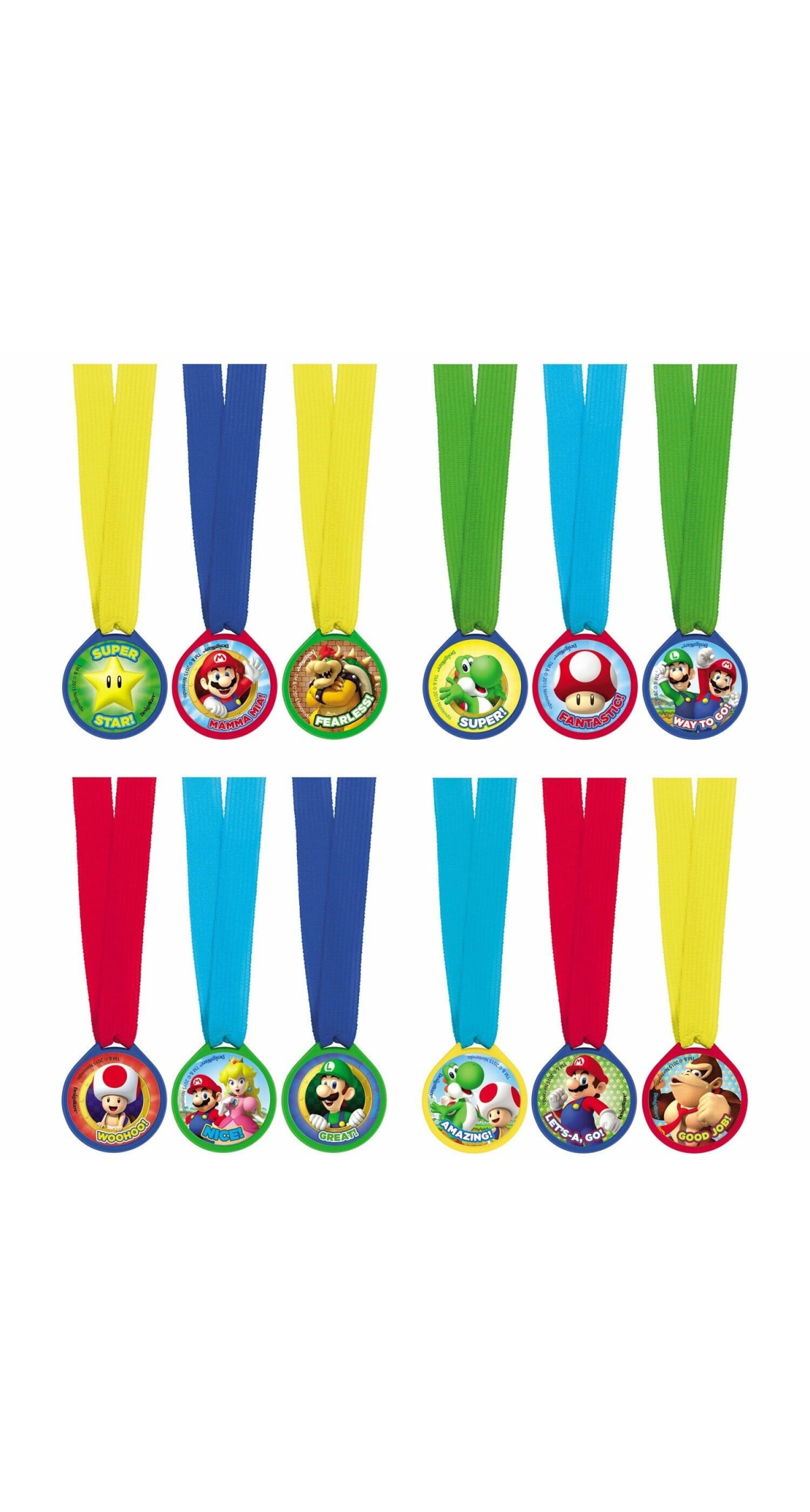 Super Mario Award Medals Party Favours - 12pk
