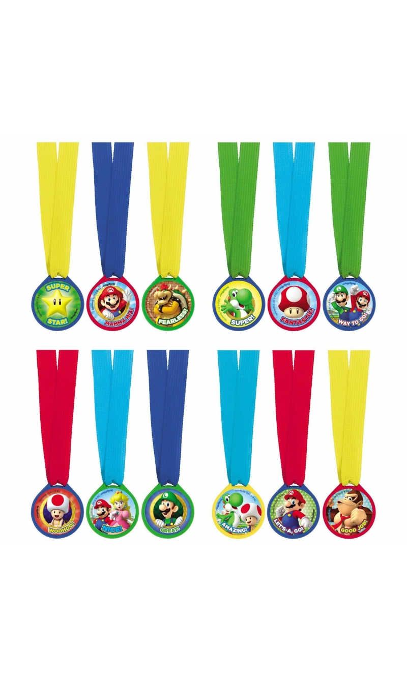Super Mario Award Medals Party Favours - 12pk
