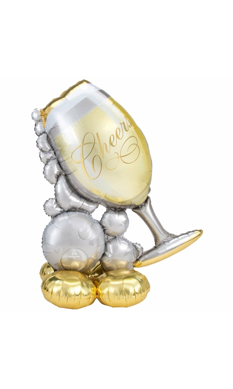AirLoonz Bubbly Wine / Champagne Glass Foil Balloon 51 Inch - Air Fill Only