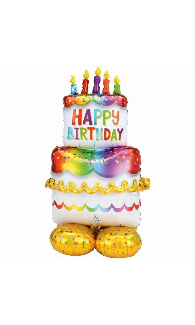 AirLoonz Birthday Cake Foil Balloon 53 Inch - Air Fill Only