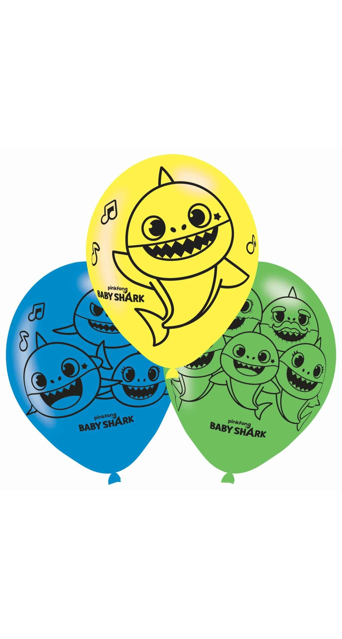 Baby Shark Latex Balloons 27.5 cm / 11 Inch - 6pk