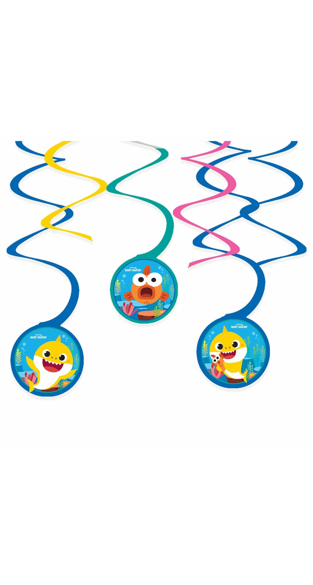 Baby Shark Swirl Decorations (30cm x 60cm) - 6pk