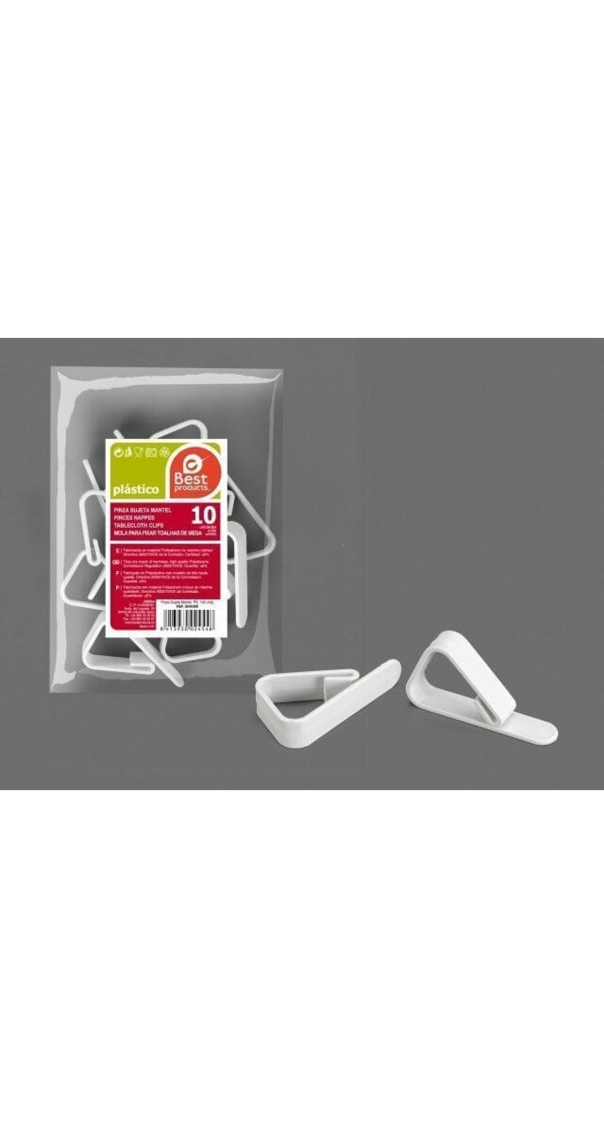 White Table Cover Clips (3.90x1.30x5.50cm) - 10pk