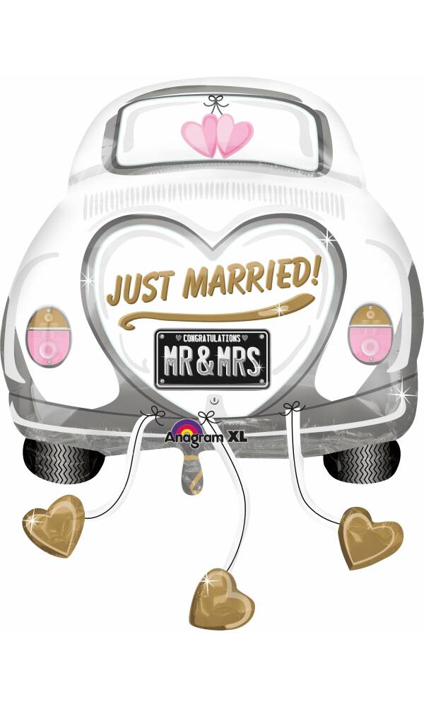 Just Married Car Super Shape Foil Balloon 23'' x 31'' (58cm x 79cm)