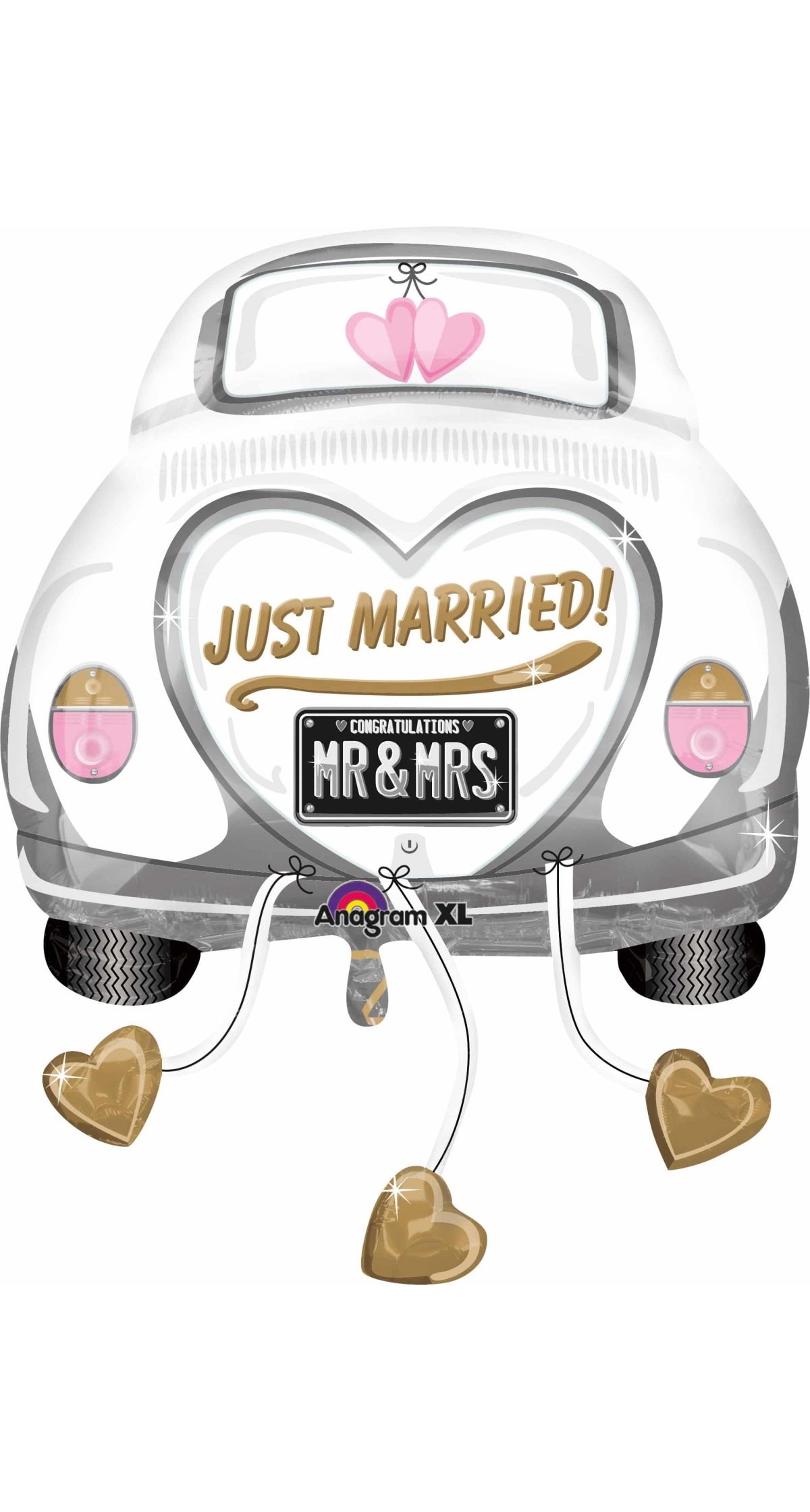 Just Married Car Super Shape Foil Balloon 23'' x 31'' (58cm x 79cm)