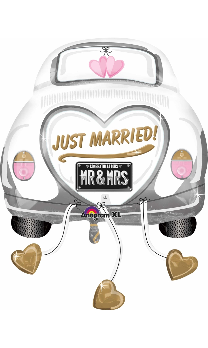 Just Married Car Super Shape Foil Balloon 23'' x 31'' (58cm x 79cm)