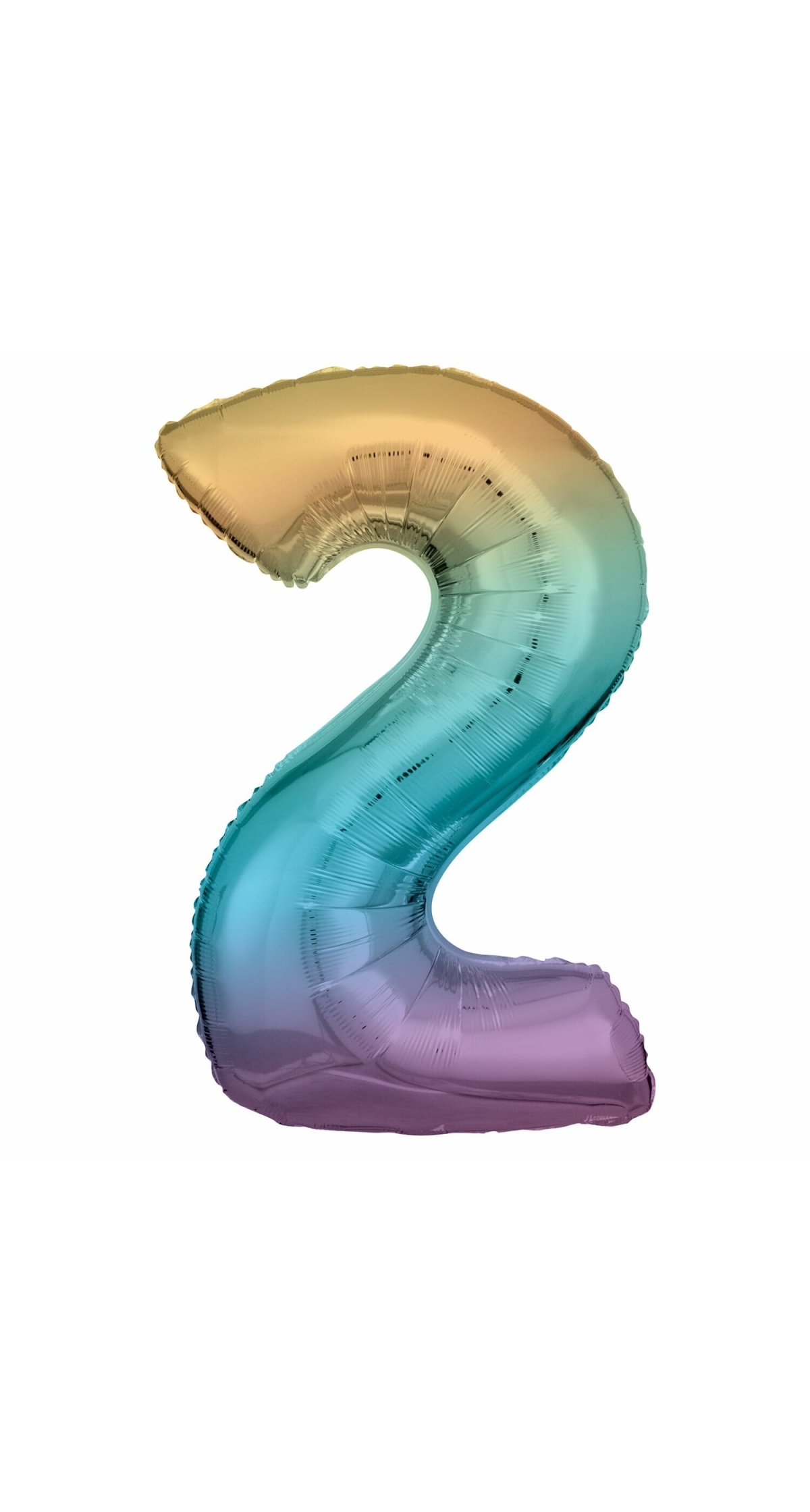 34 Inch Foil Balloon Number 2 - Pastel Rainbow