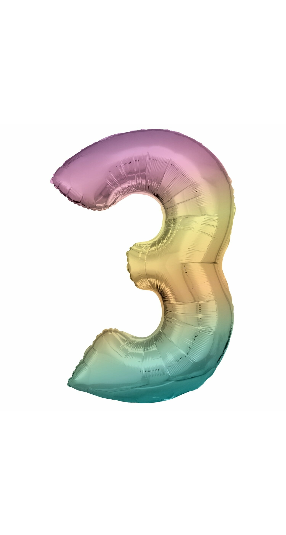 34 Inch Foil Balloon Number 3 - Pastel Rainbow