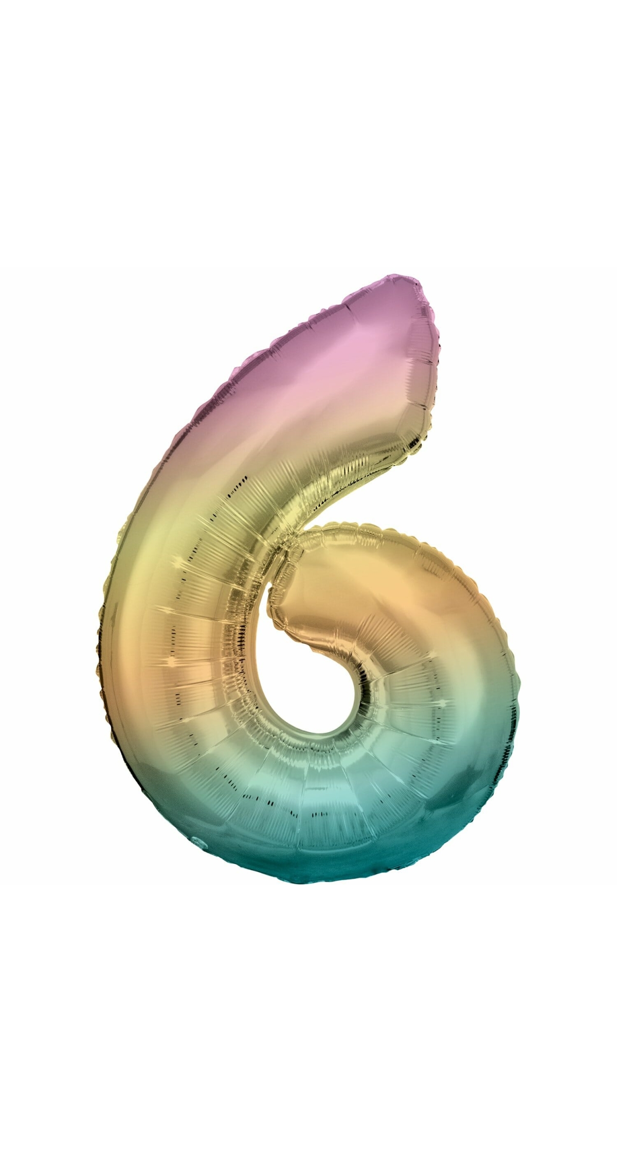 34 Inch Foil Balloon Number 6 - Pastel Rainbow