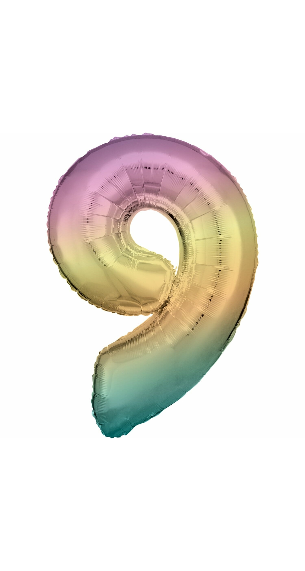 34 Inch Foil Balloon Number 9 - Pastel Rainbow