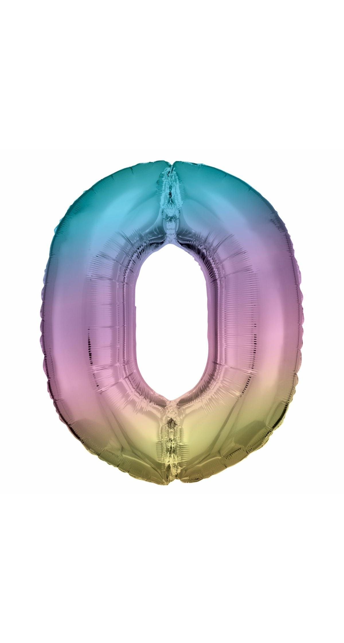 34 Inch Foil Balloon Number 0 - Pastel Rainbow