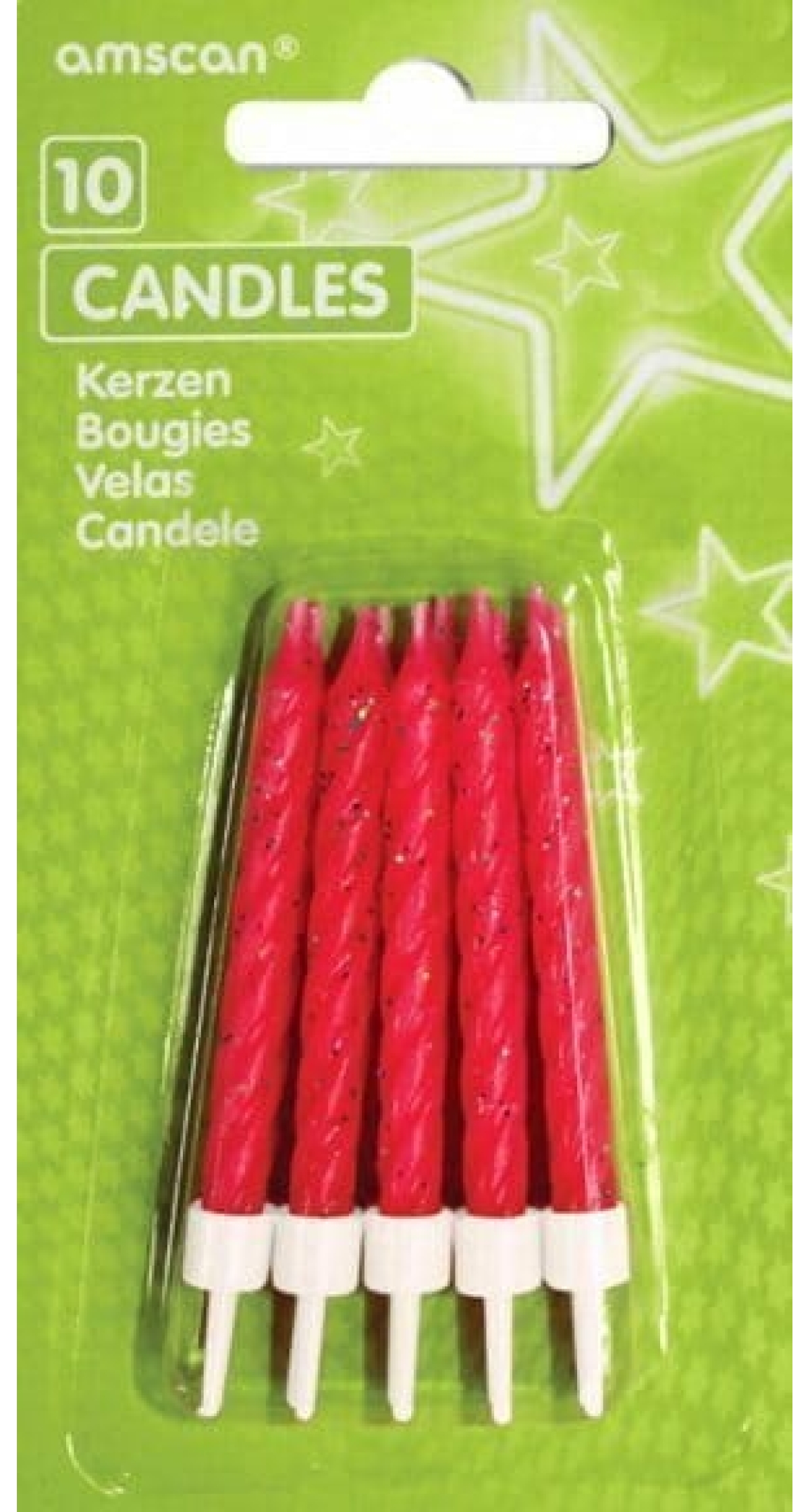 Candles Glitter Pink with Holders - 10pk