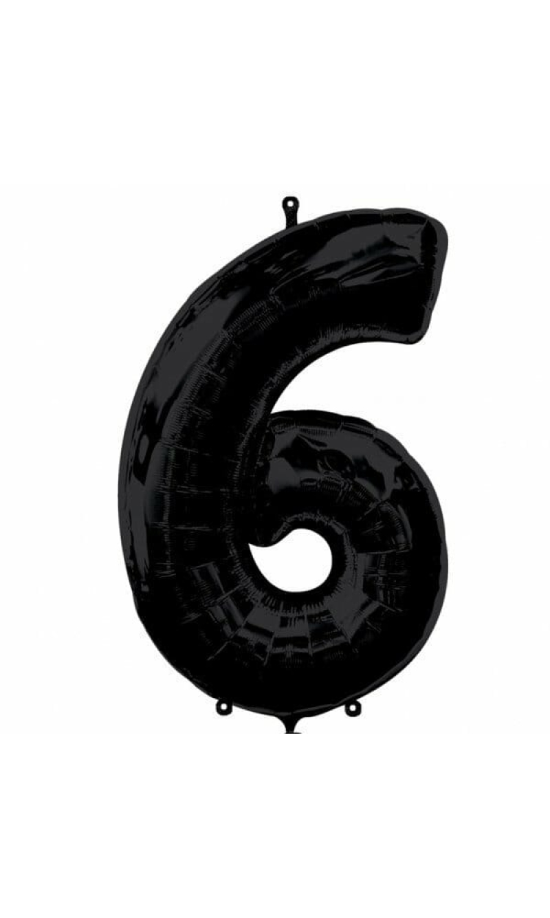 Black Number " 6 " Foil Balloon 34''