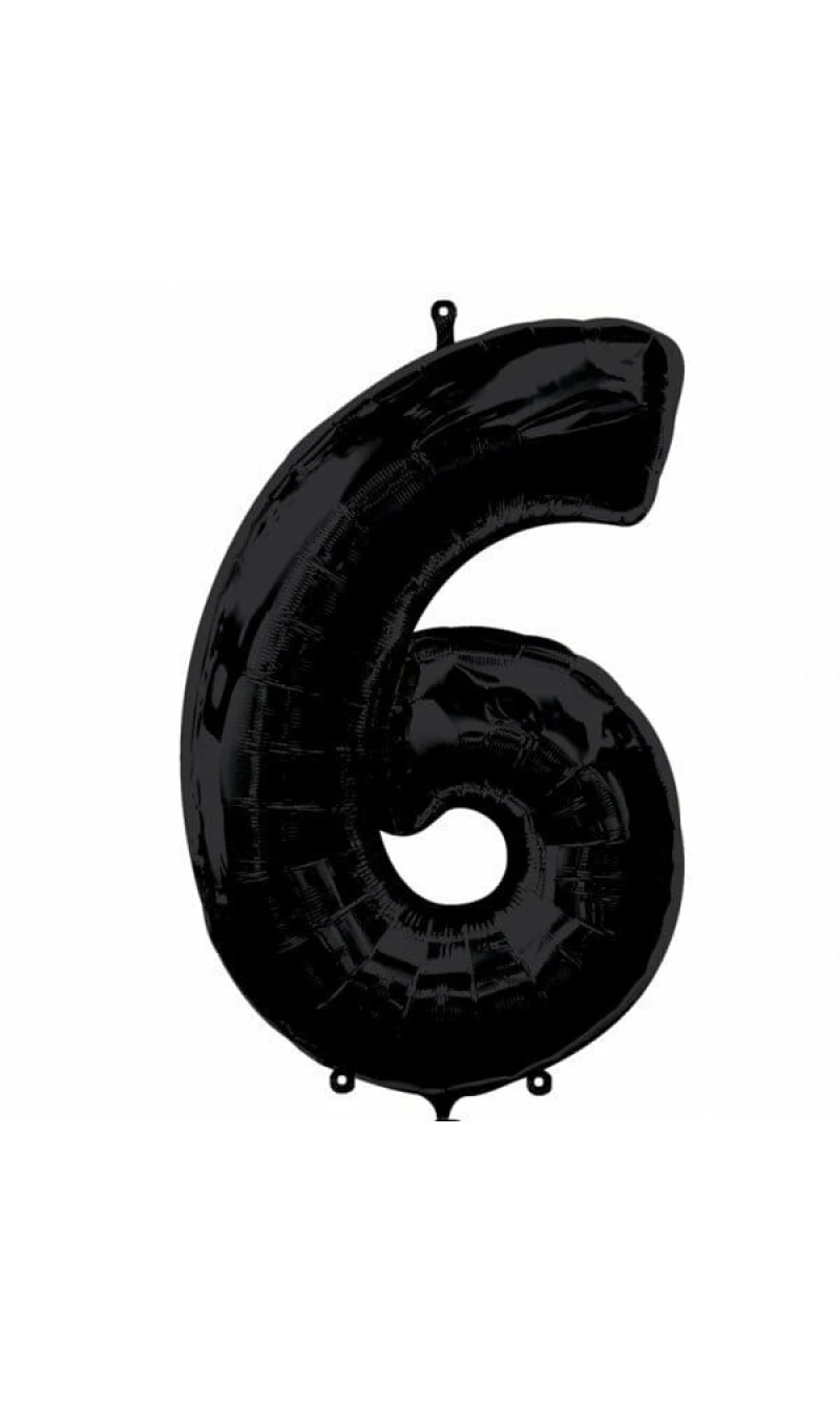 Black Number " 6 " Foil Balloon 34''