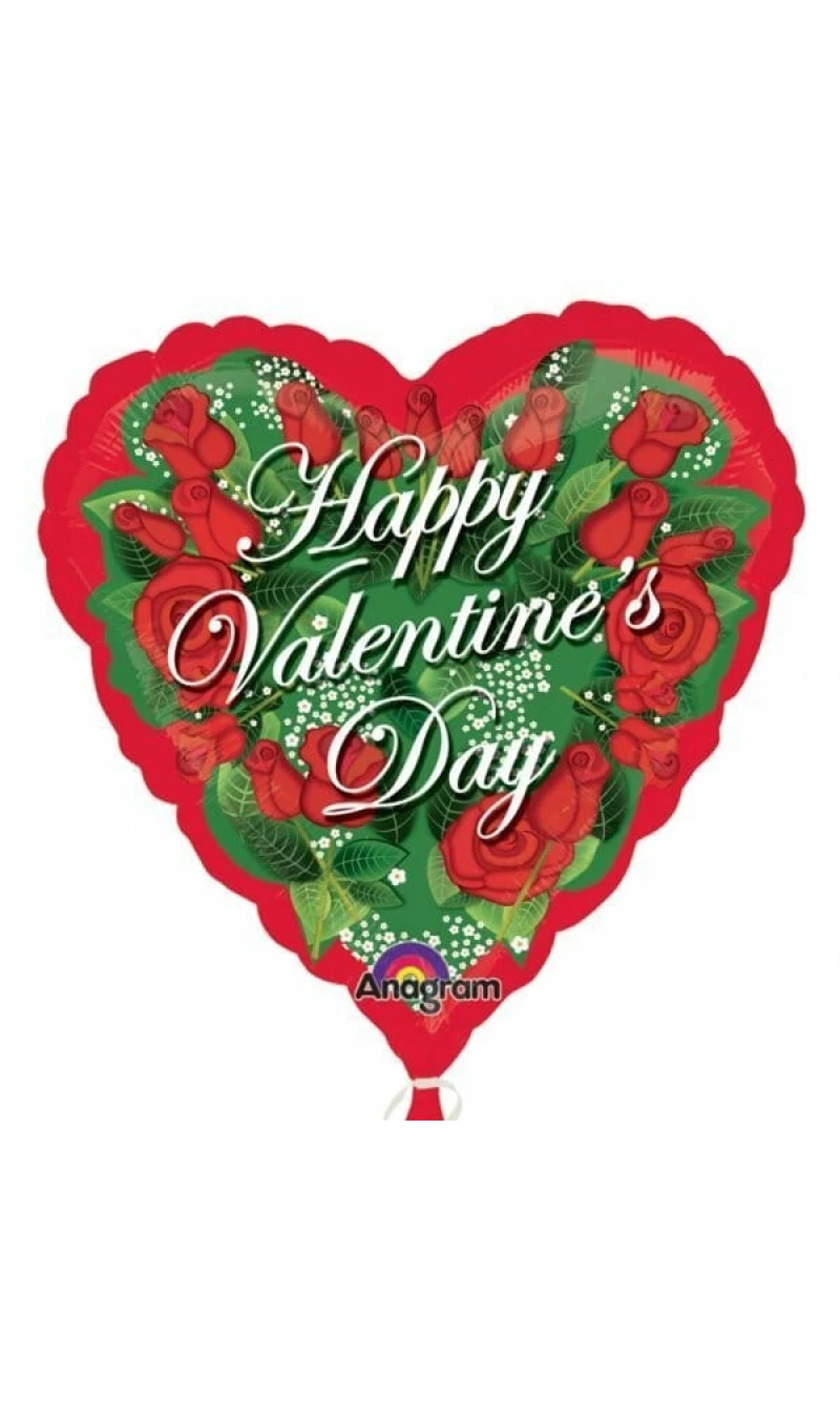 Happy Valentine's Day Roses Foil Balloon with Pop-Up Weight 18"