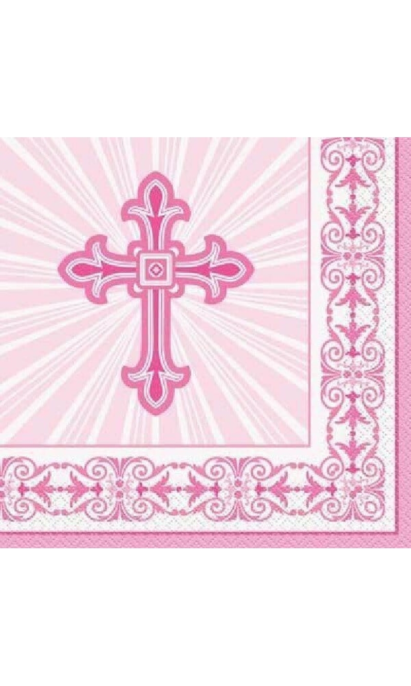 Radiant Cross Pink Napkins 33cm x 33cm - 16pk