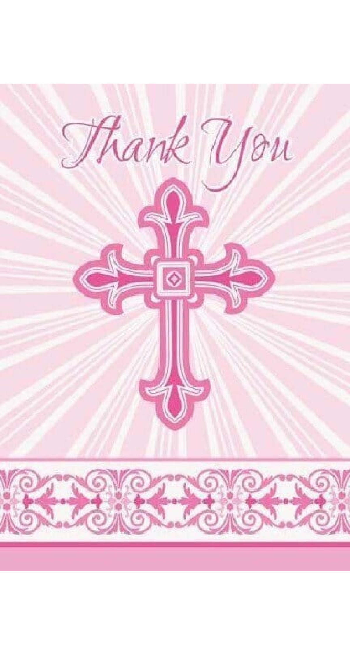 Radiant Cross Pink Thank You Notes With Envelopes 10cm x 14cm - 8pk