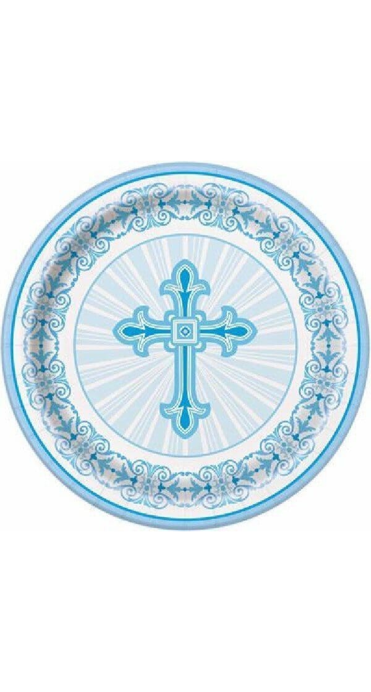 Radiant Cross Blue Large Paper Plates 21.9cm - 8pk