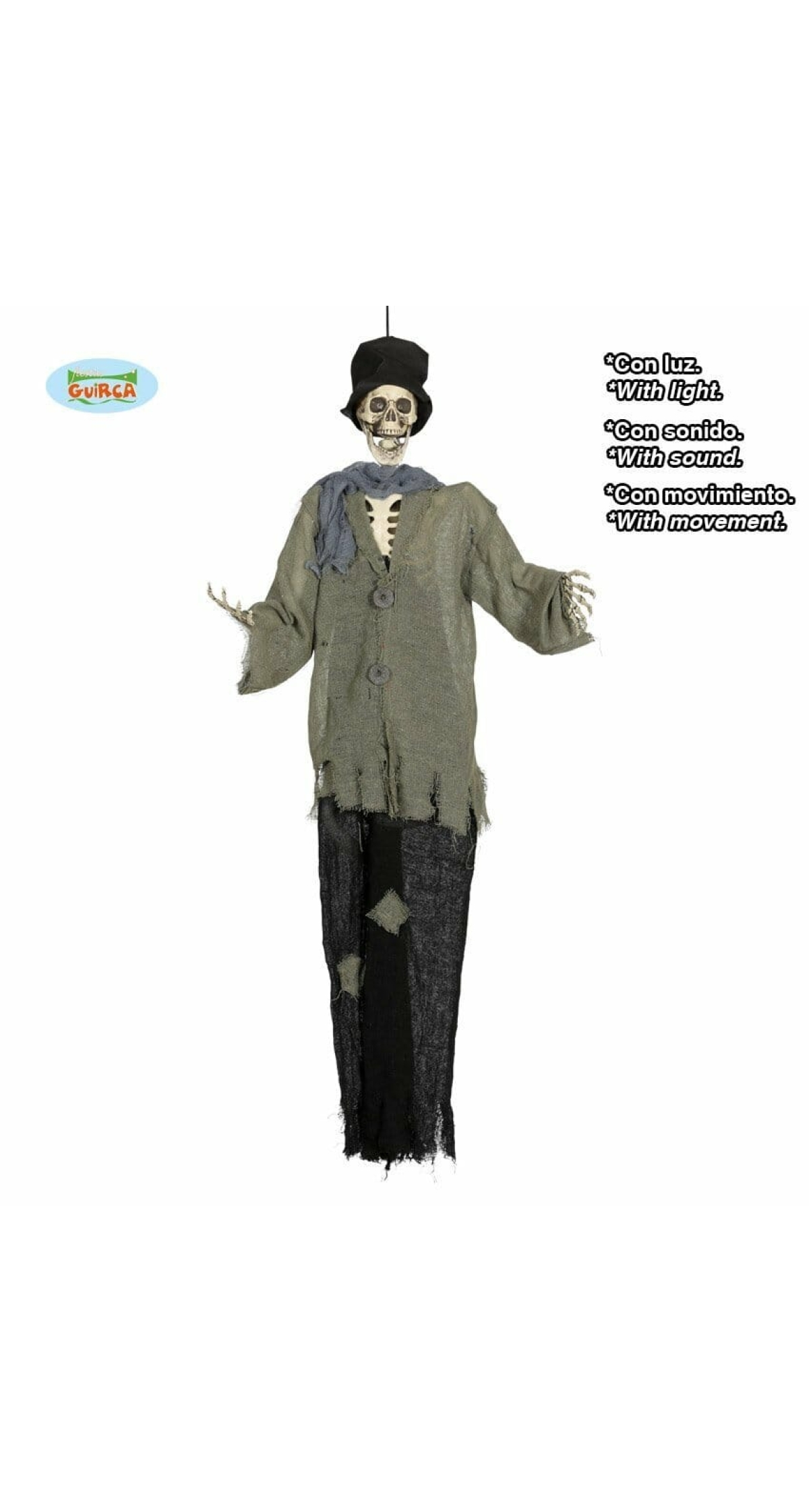 Hanging Cemetery Skeleton with Light, Sound & Movement - 110cm