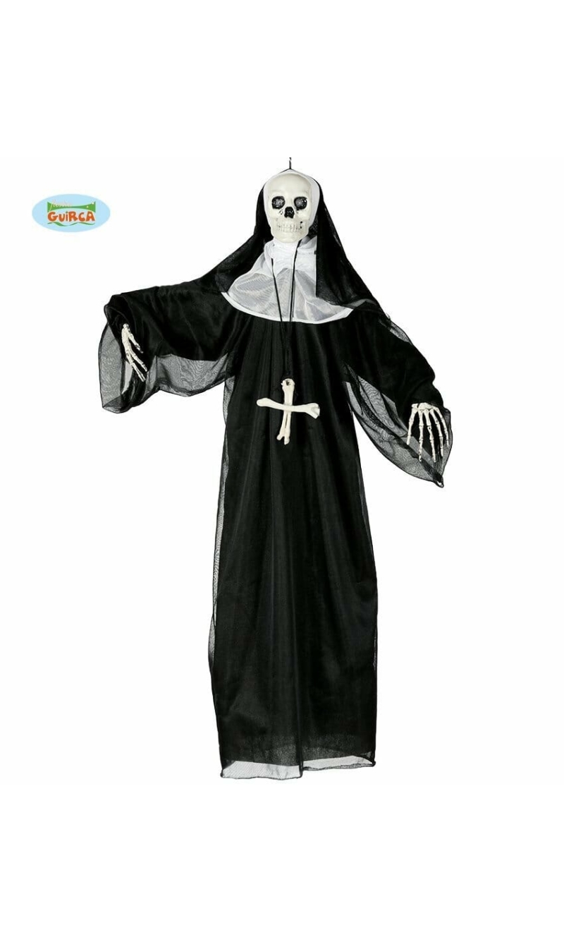 Hanging Skeleton Nun With Light Sound & Movement - 90cm
