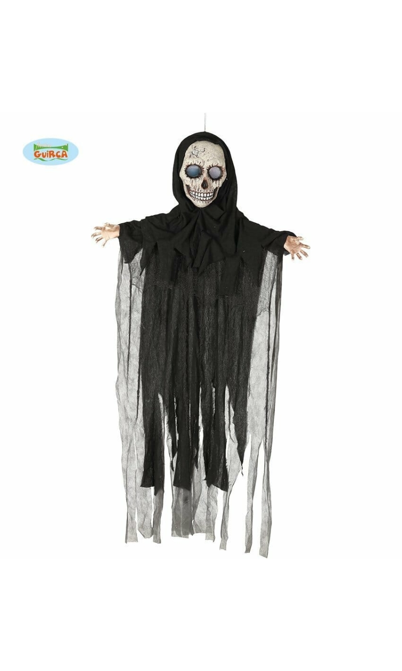 Hanging Black Skull Pendant With Light & Sound - 180cm