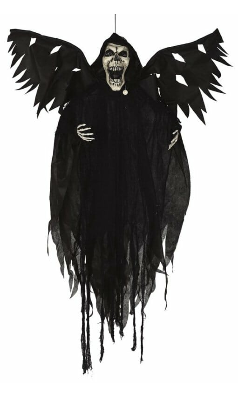 Winged Hanging Skeleton With Light, Sound & Movement - 150cm