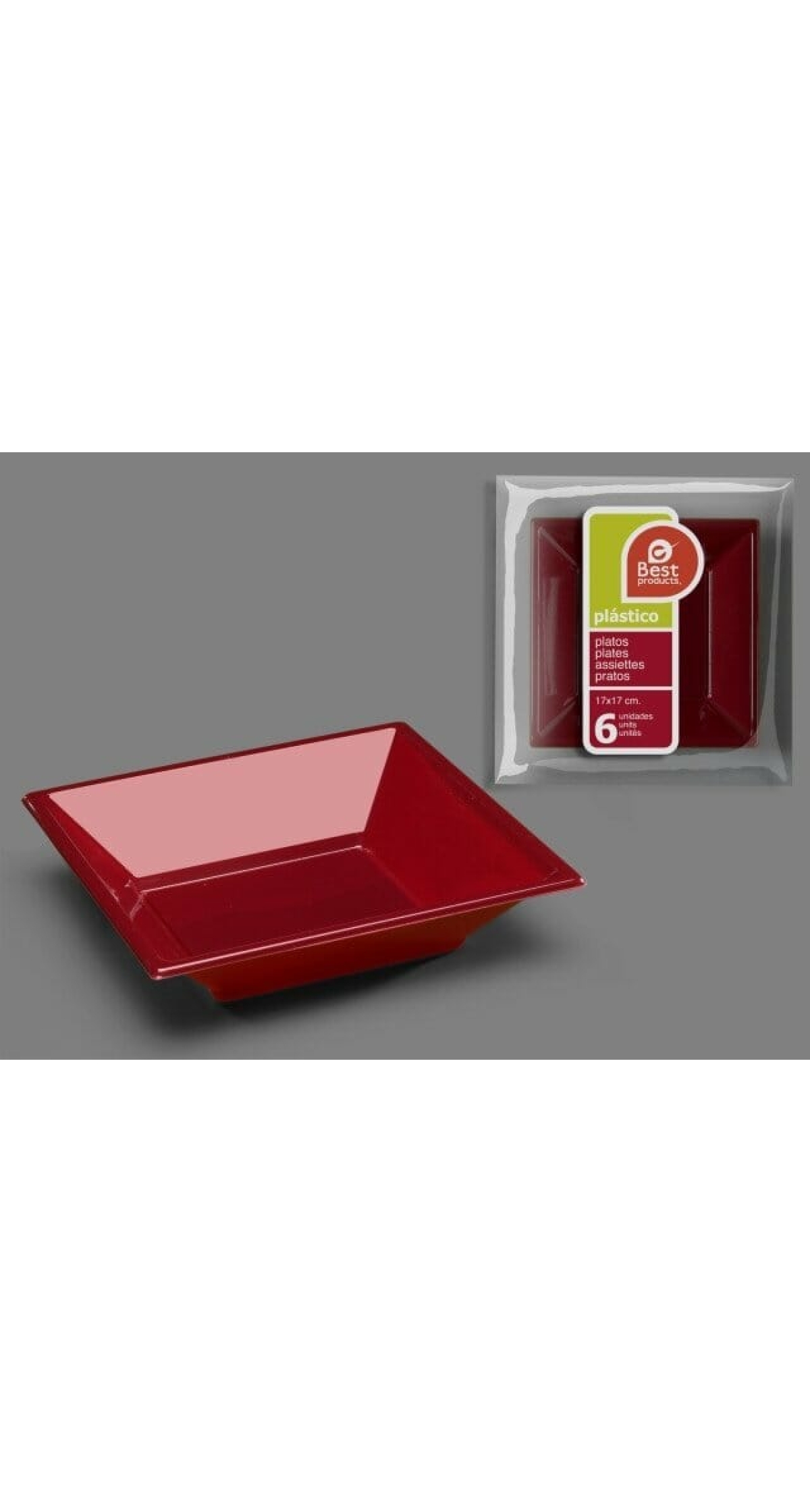 Deep Burgundy Square Plate 17 cm - 6pk