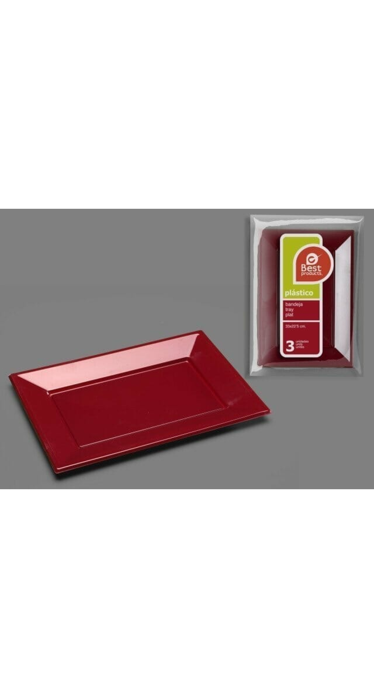 Burgundy Rectangular Tray 33 X 22,50 cm - 3pk