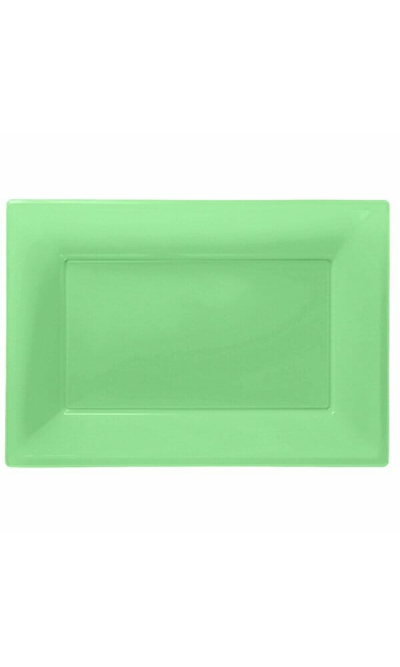 Kiwi Green Serving Platters 23cm x 32cm Plastic - 3pk
