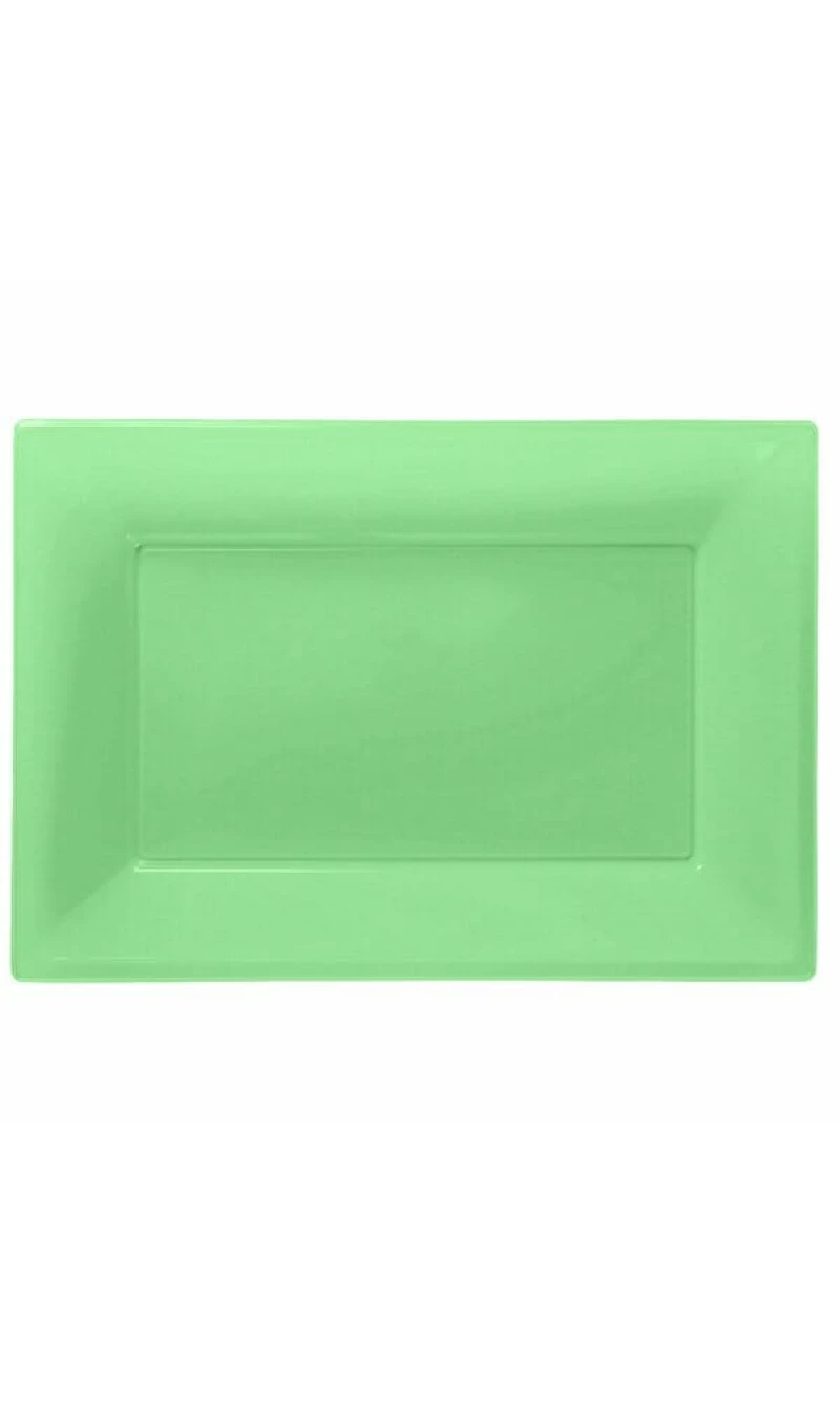 Kiwi Green Serving Platters 23cm x 32cm Plastic - 3pk