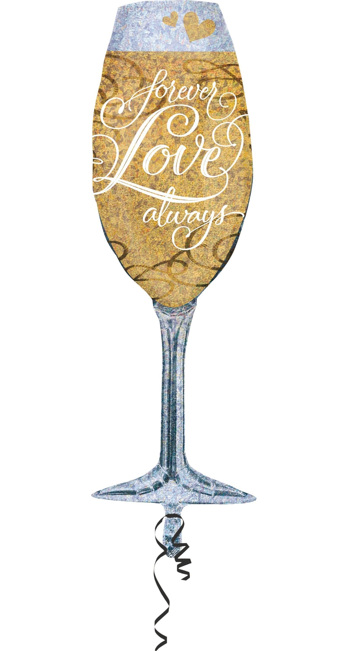 Champagne Glass Forever Love Super Shape Foil Balloon 14'' x 38'' (35cm x 96cm)