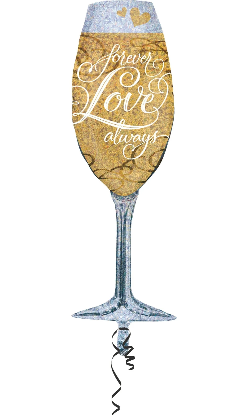 Champagne Glass Forever Love Super Shape Foil Balloon 14'' x 38'' (35cm x 96cm)