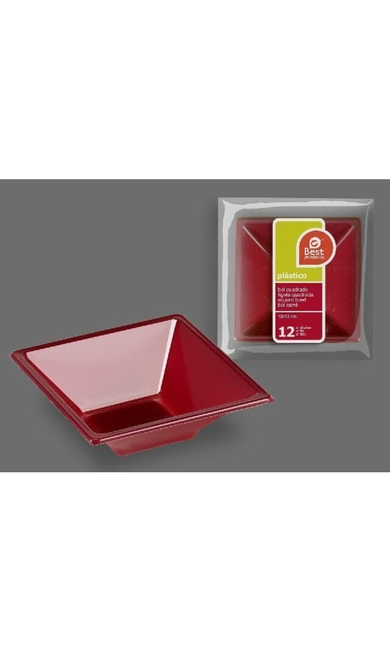 Burgundy Square Bowl 12 X 12 X 4 cm - 12pk