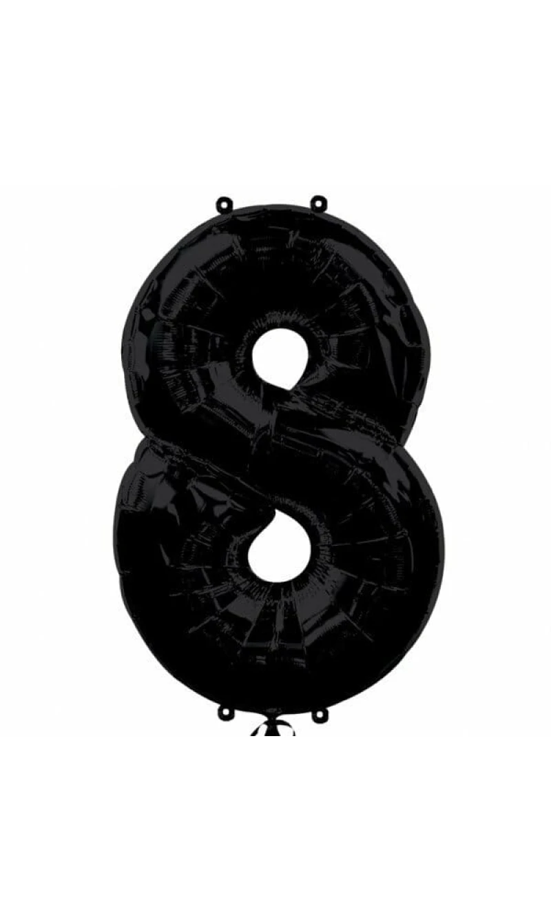 Black Number " 8 " Foil Balloon 34''