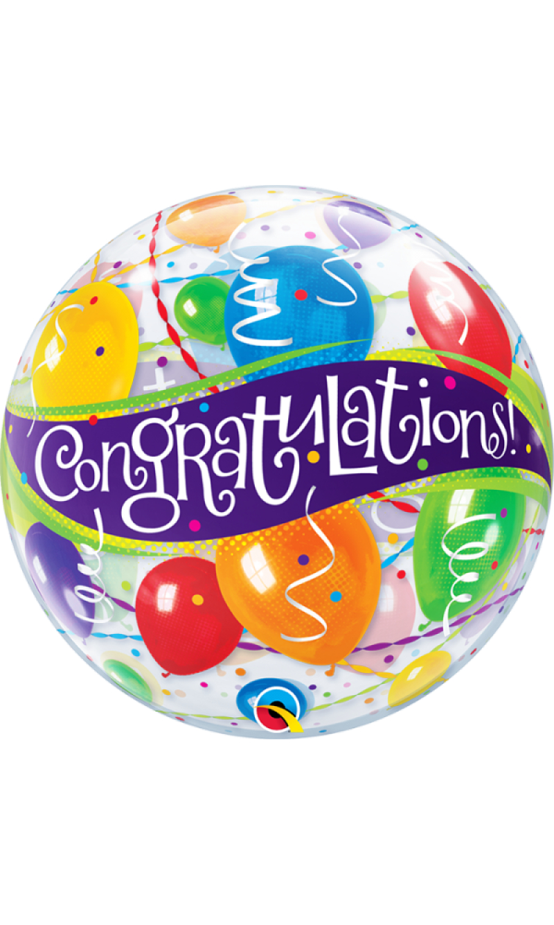 Congratulations Bubble Stretchy Foil Balloons - 22"