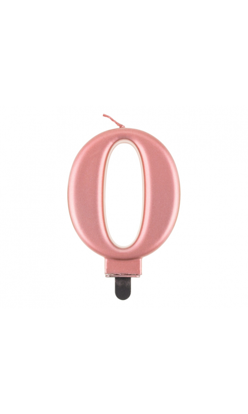 Metallic Rose Gold Birthday Candle (8cm) - No.0