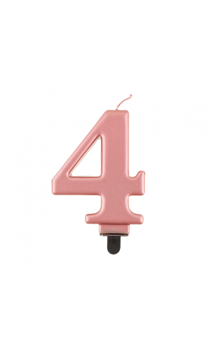 Metallic Rose Gold Birthday Candle (8cm) - No.4